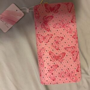 Macy's Pink Butterfly Print Wallet